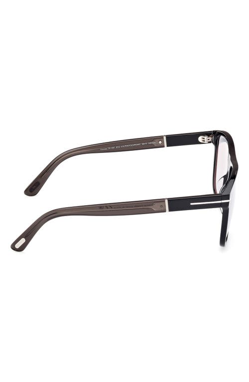 Tom Ford Frances 58mm Square Optical Glasses In Black Eco Grey/t Logo