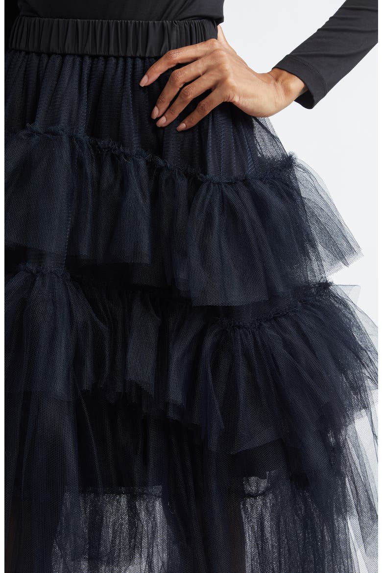 Tiered Tulle Tutu Midi Skirt, Alternate, color, BLACK