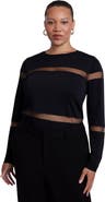 ELOQUII Sheer Stripe Sweater (plus)