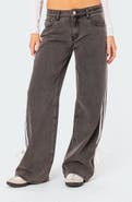 EDIKTED Ribbon Stripe Washed Low Rise Wide Leg Jeans