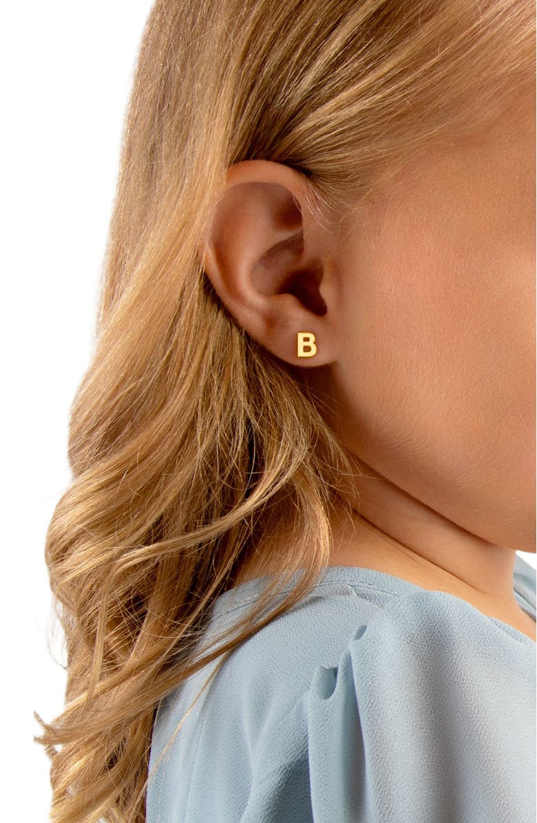 Tiny Blessings 14K Gold Initial Studs Screw Back Earrings, Alternate, color, 14K Gold - B