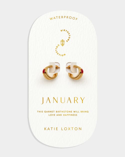 Katie Loxton 'january' Waterproof Gold Birthstone Hoop Earrings In Gold