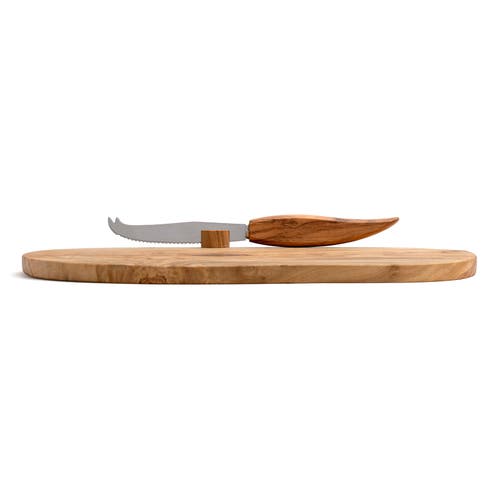 Berard Olive Wood Cheese Board & Knife Set, 13-inch X 7-inch In Brown