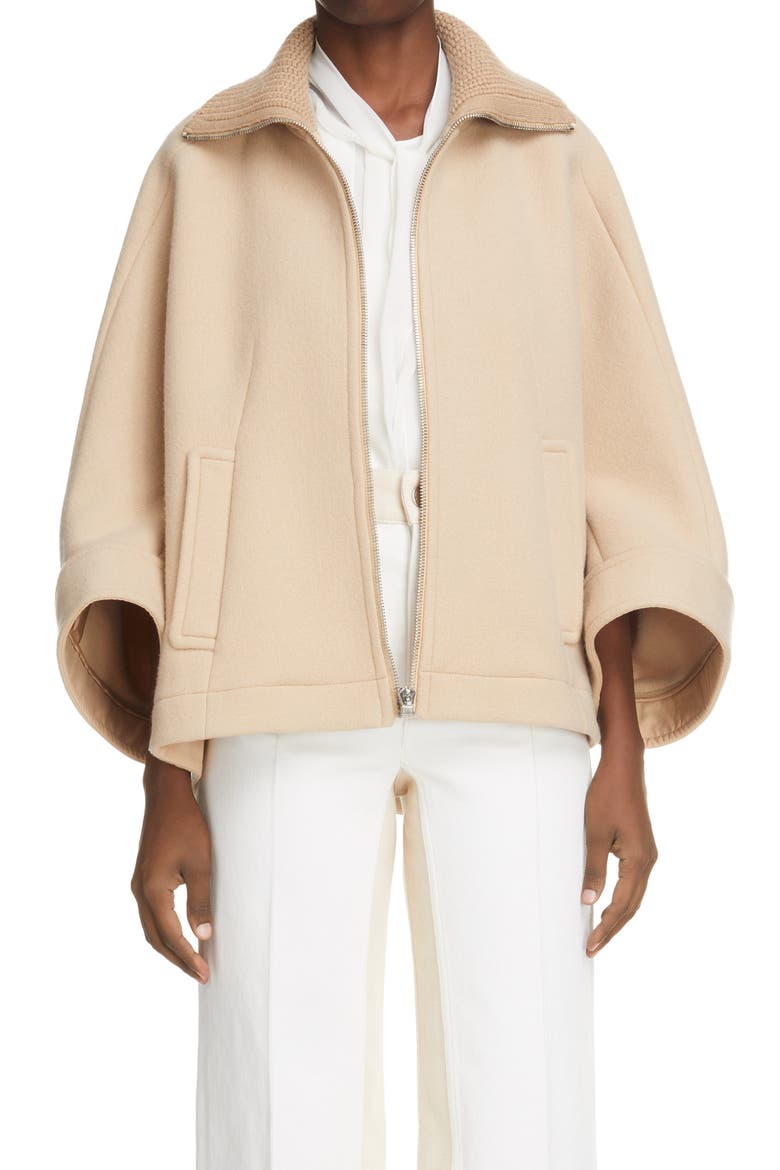 High Knit Collar Boxy Jacket, Main, color, NOMAD BEIGE