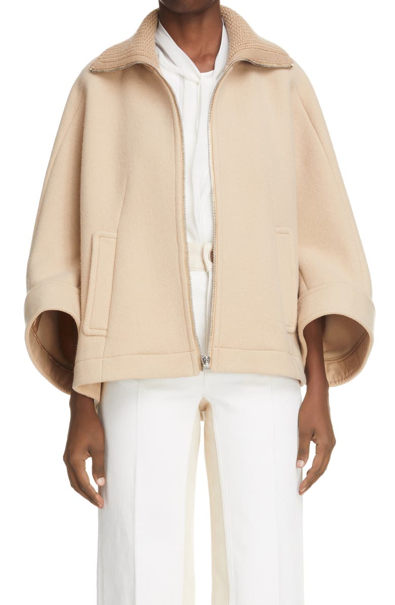 Chloé High Knit Collar Boxy Jacket, Main, color,