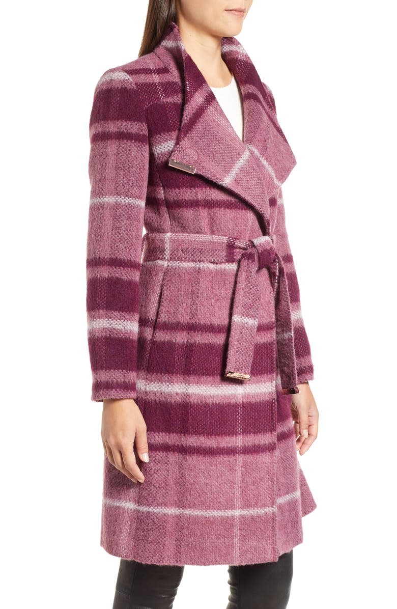 Ted Baker London Check Wrap Coat, Alternate, color, 
