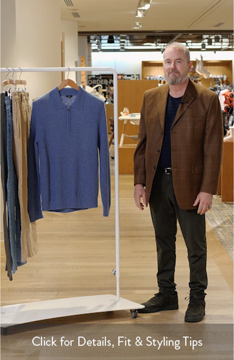 Monty Ribbed Merino Wool Quarter Zip Polo Sweater, sales video thumbnail