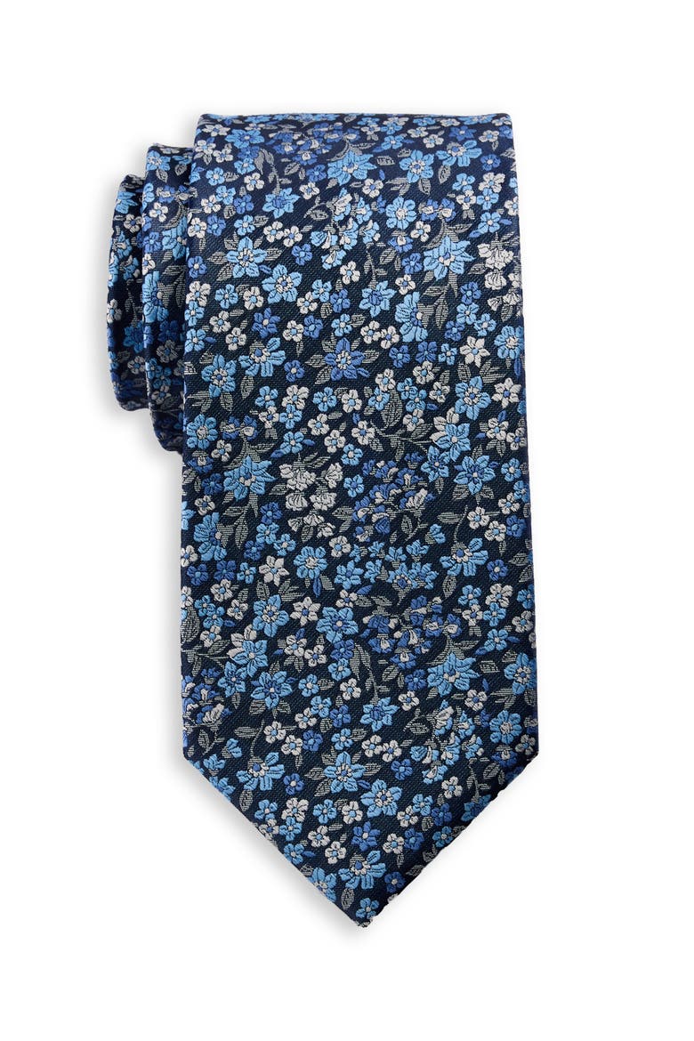 Big & Tall Autumn Floral Tie, Main, color, NAVY
