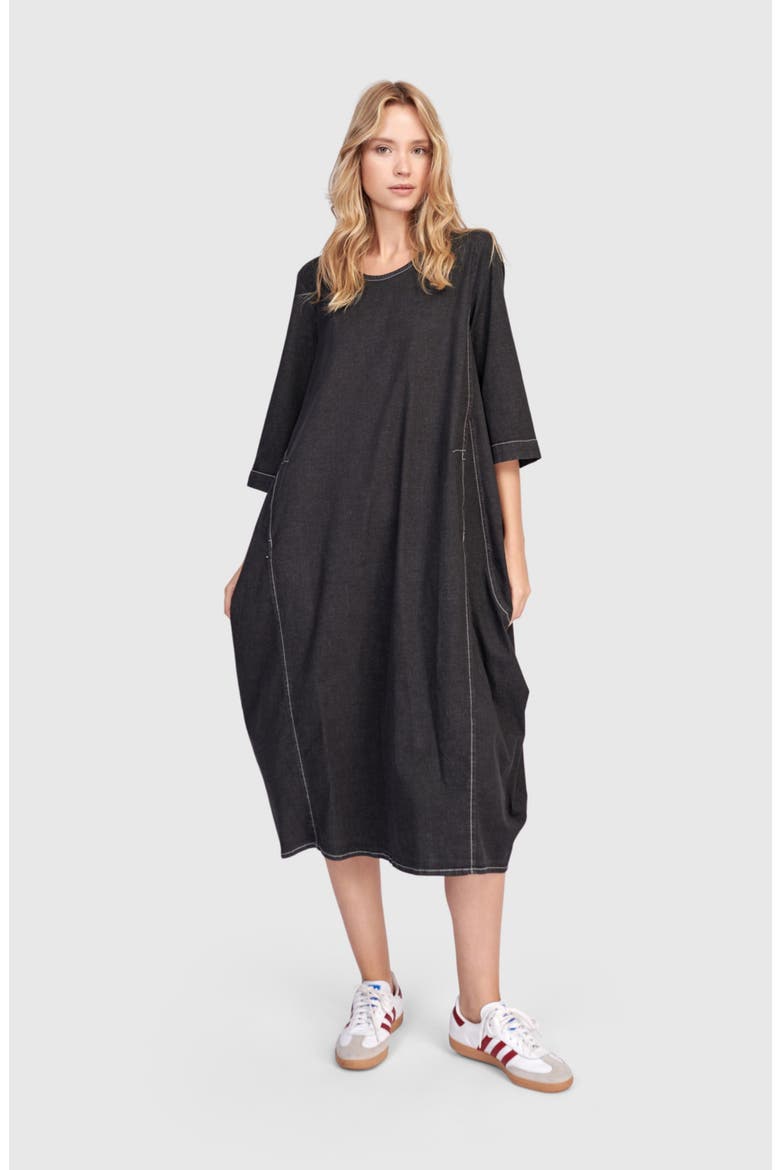 Liberty Oversized Cocoon Dress, Alternate, color, Black Denim