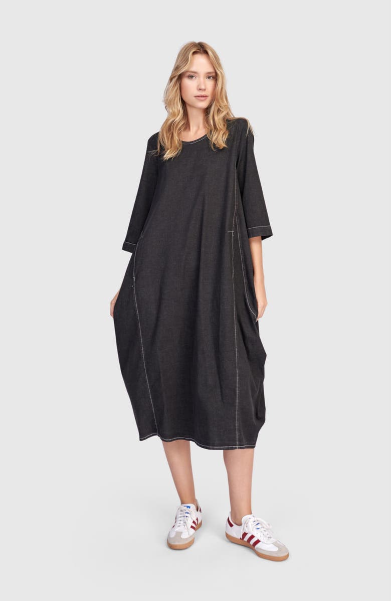 Alembika Liberty Oversized Cocoon Dress, Alternate, color, Black Denim