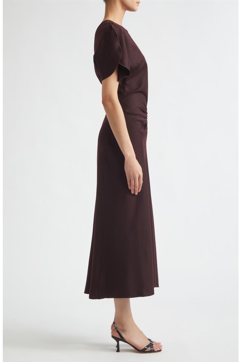 Bela Ruched Wool Midi Dress, Alternate, color, ACAI