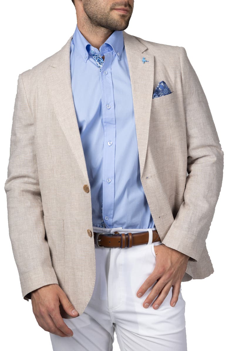 TailorByrd Micro Houndstooth Linen Blend Sportcoat, Alternate, color, Khaki