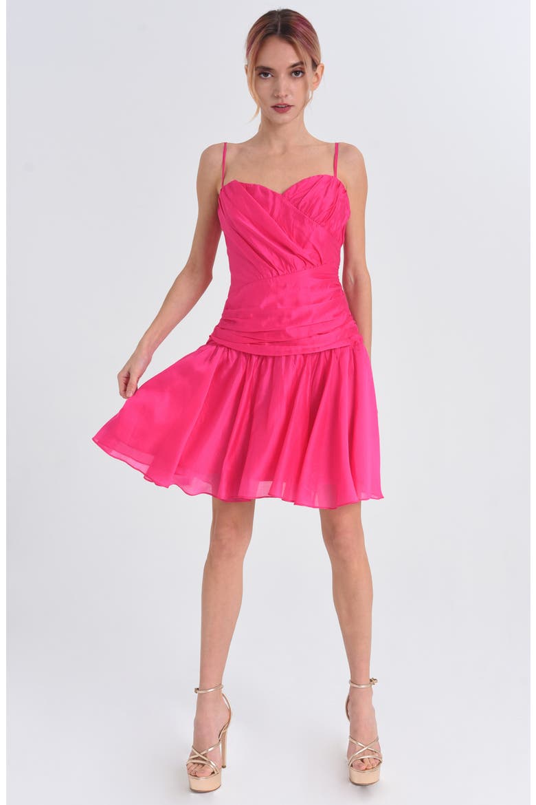 Camhara Ruched Detail Minidress, Alternate, color, HOT PINK