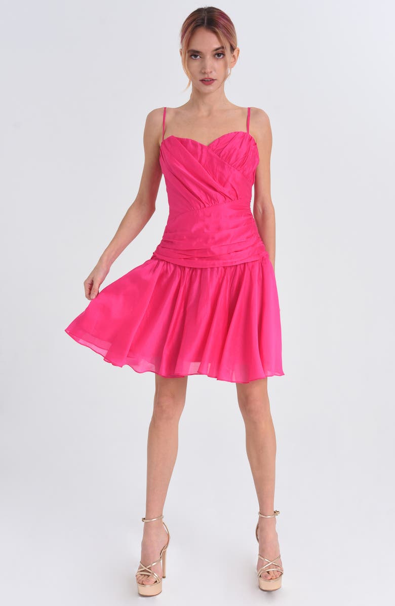 CIEBON Camhara Ruched Detail Minidress, Alternate, color, Hot Pink