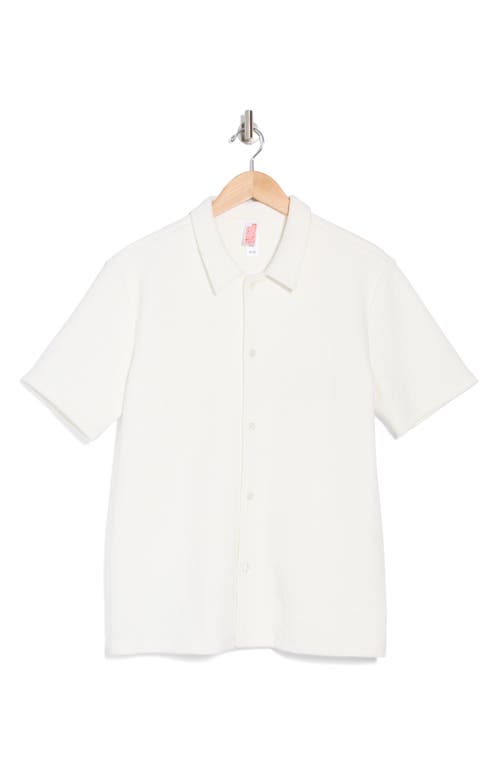 Fleece Factory Diamond Jacquard Short Sleeve Button-down Shirt In Ivory