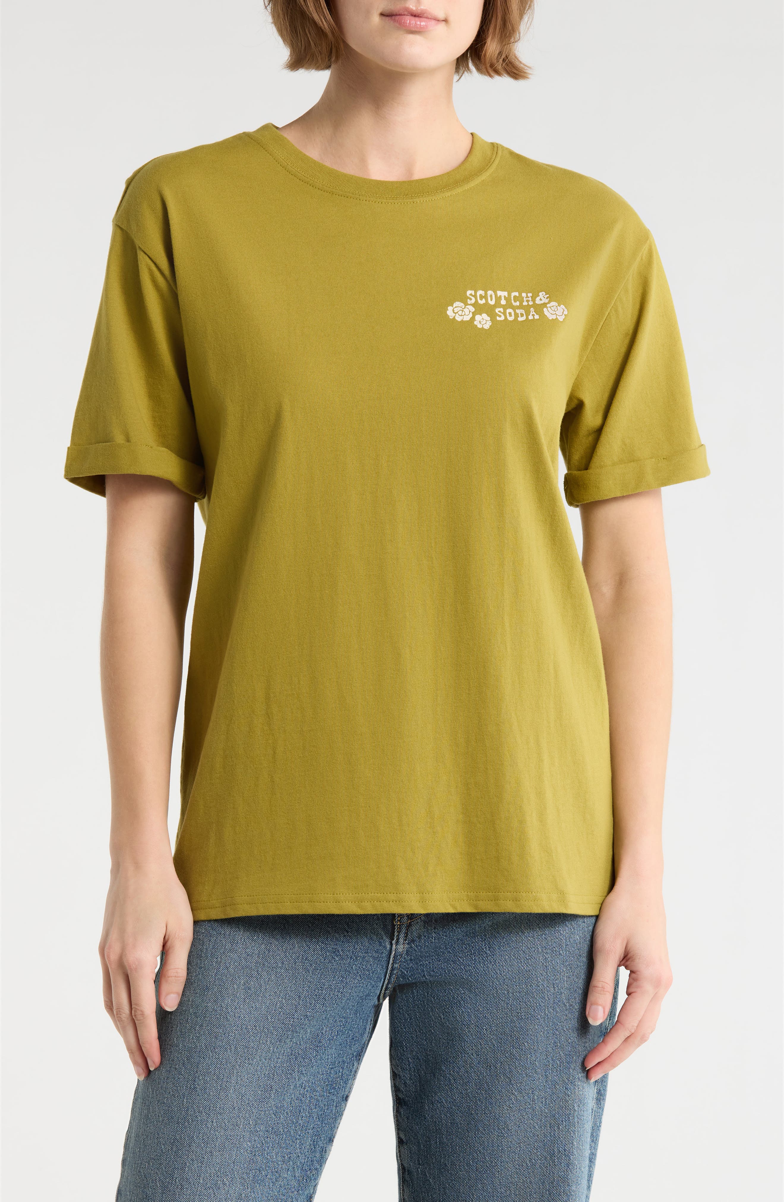 Scotch & Soda Relaxed Fit Roll Cuff Graphic T-Shirt