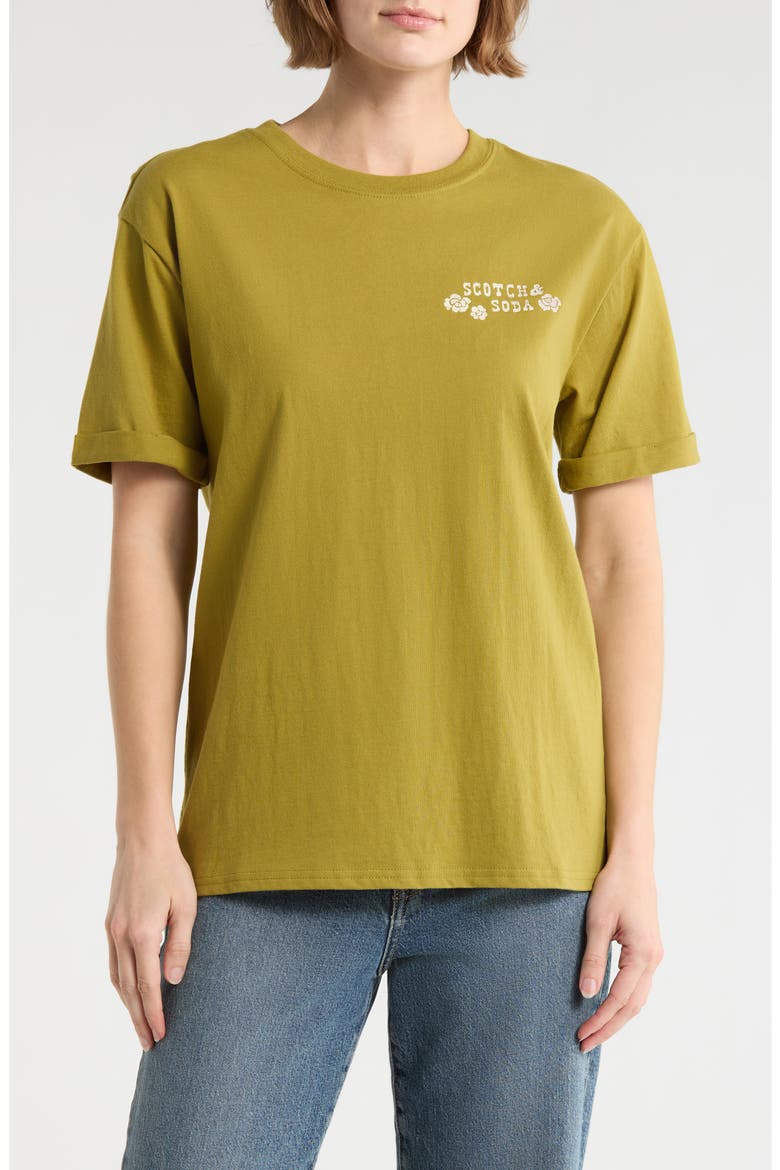 Relaxed Fit Roll Cuff Graphic T-Shirt, Main, color, GREEN MOSS W/ WHITECAP
