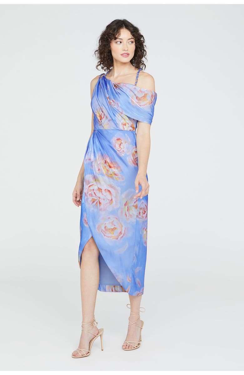 Theia Yannah Wrap Cocktail Dress, Alternate, color, Pearl Roses