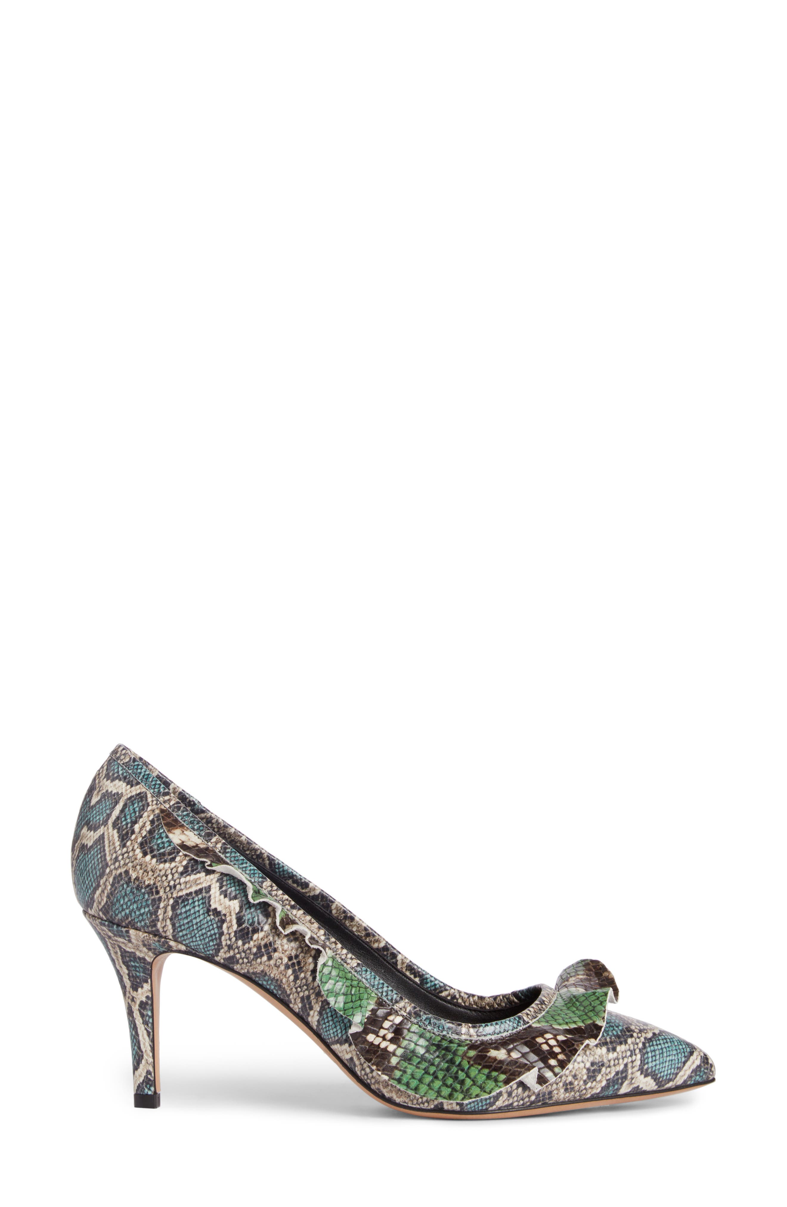 Isabel Marant Poween Snakeskin Embossed Ruffle Pump, Alternate, color, 