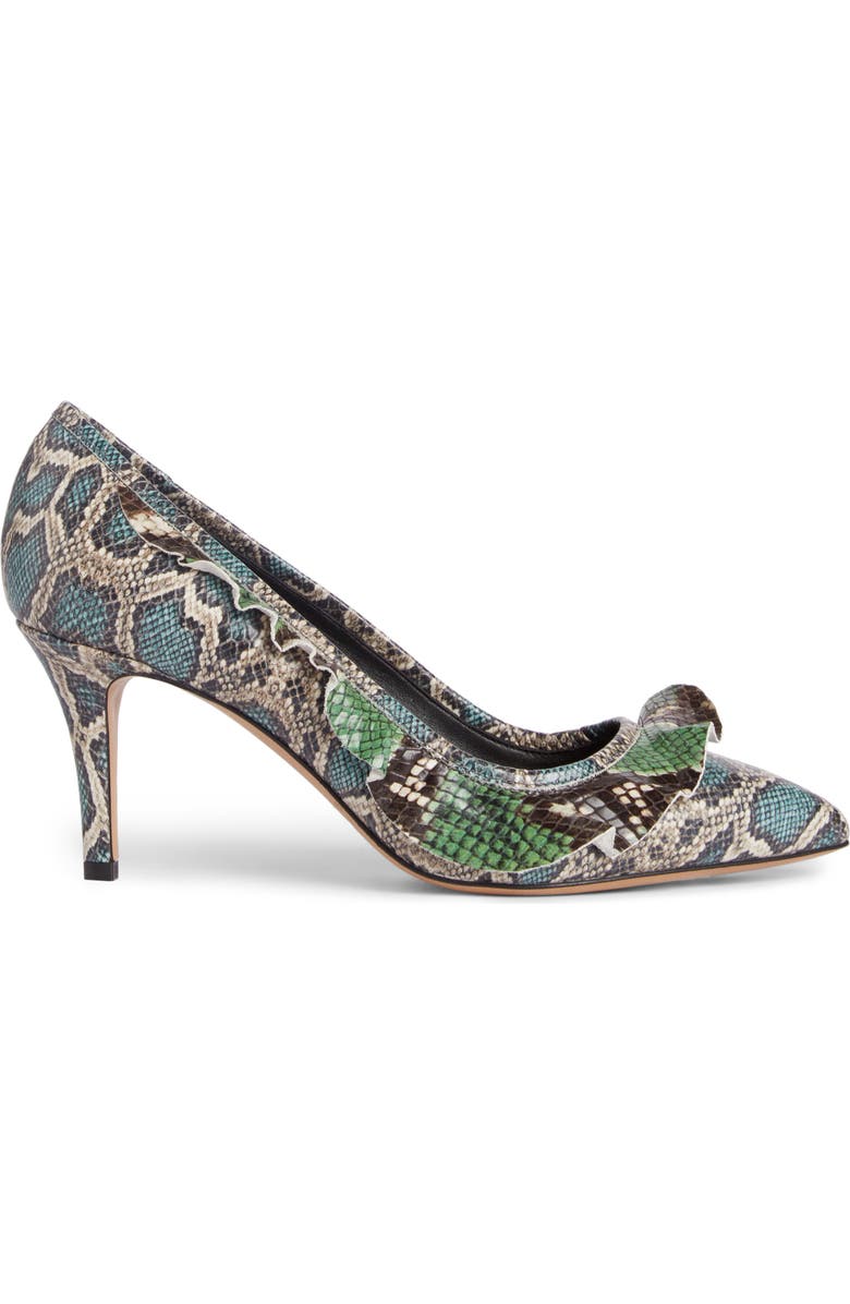 Isabel Marant Poween Snakeskin Embossed Ruffle Pump, Alternate, color,
