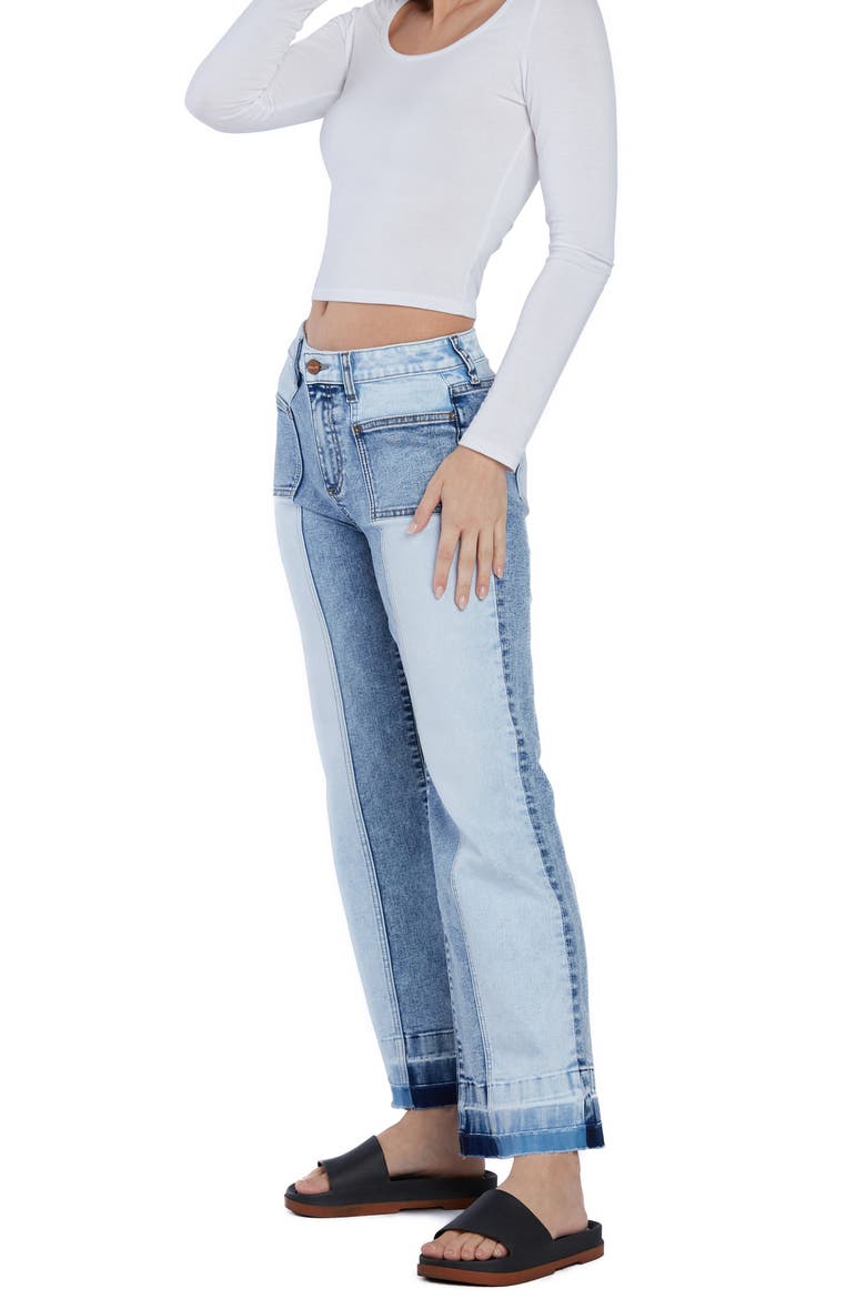 Pieced Release Hem Ankle Straight Leg Jeans, Alternate, color, INNOVATIVE BLUE