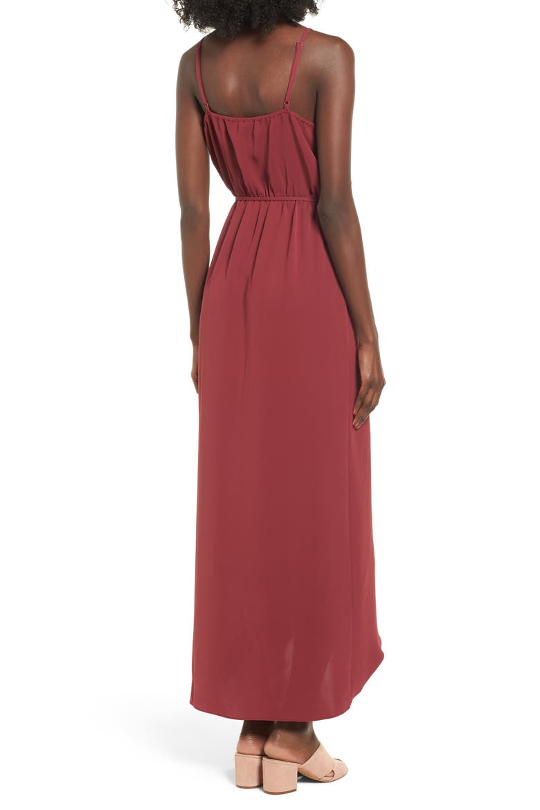 Ruffle Wrap Maxi Dress, Alternate, color, ROSEWOOD