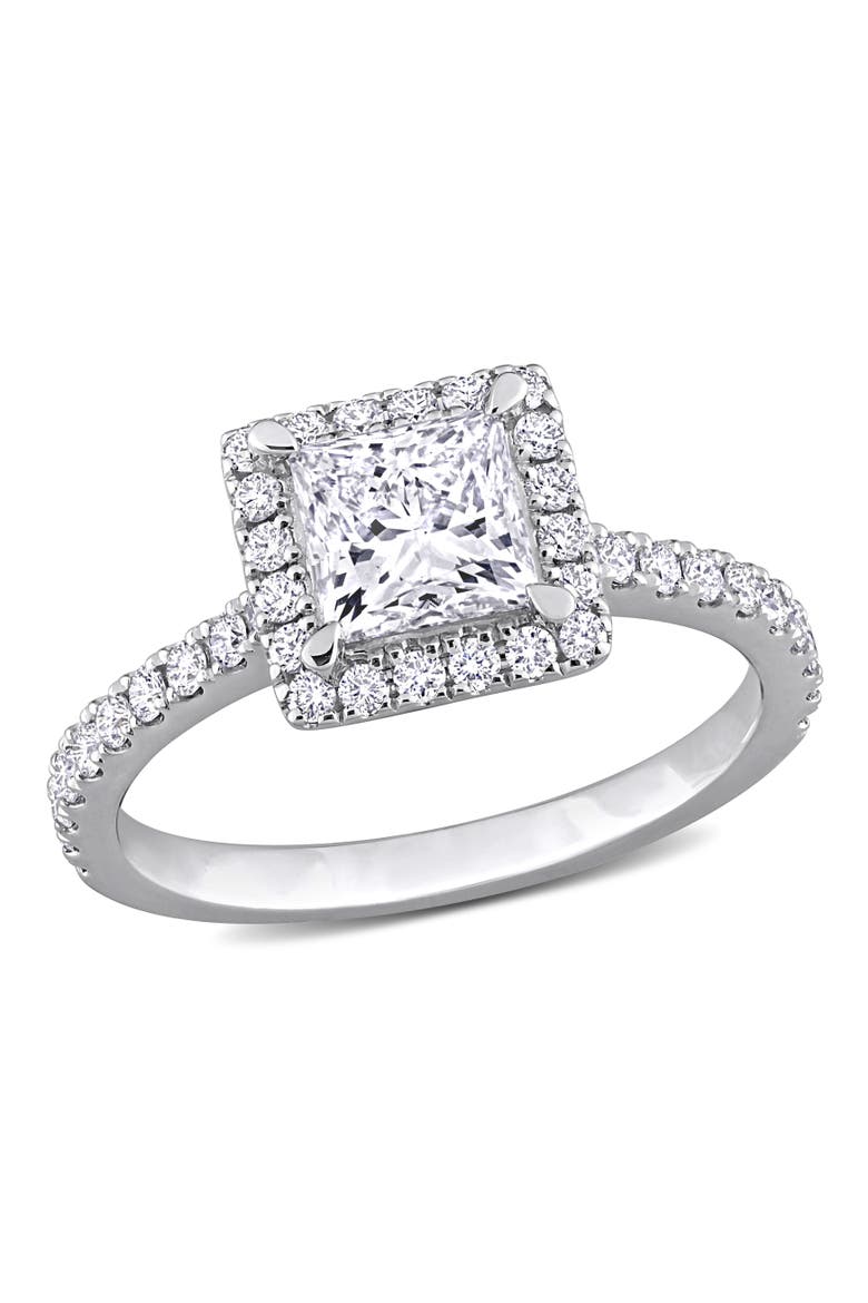 1-1/2 CTW Lab-Grown Diamond Princess Halo Ring 14k, Main, color, White Gold