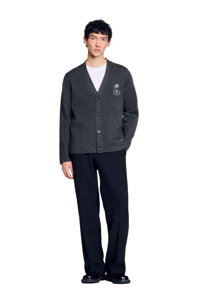 SANDRO Cardigan with snake detail, Alternate, color, 