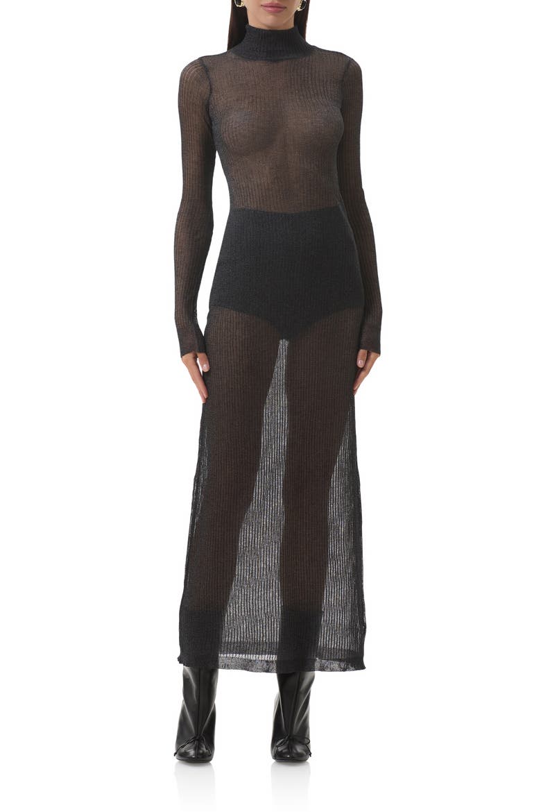 Vilas Long Sleeve Sweater Dress with Shorts, Main, color, NOIR