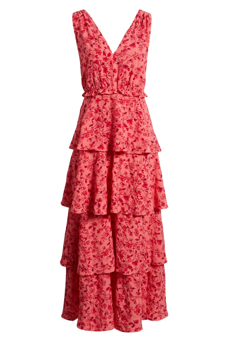 Floral Tiered Maxi Dress, Alternate, color, CORAL KATE FLORAL