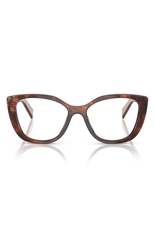 Prada 51mm Cat Eye Optical Glasses In Caramel