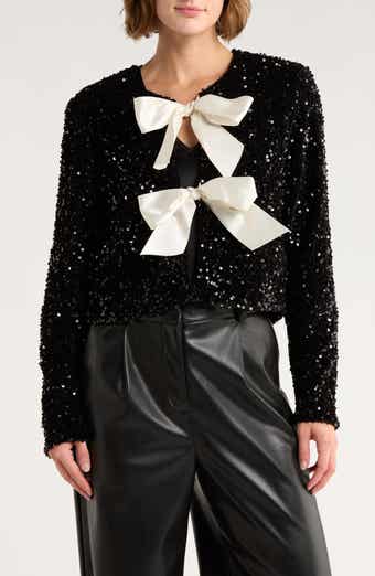 Vigoss Satin Bow Sequin Jacket