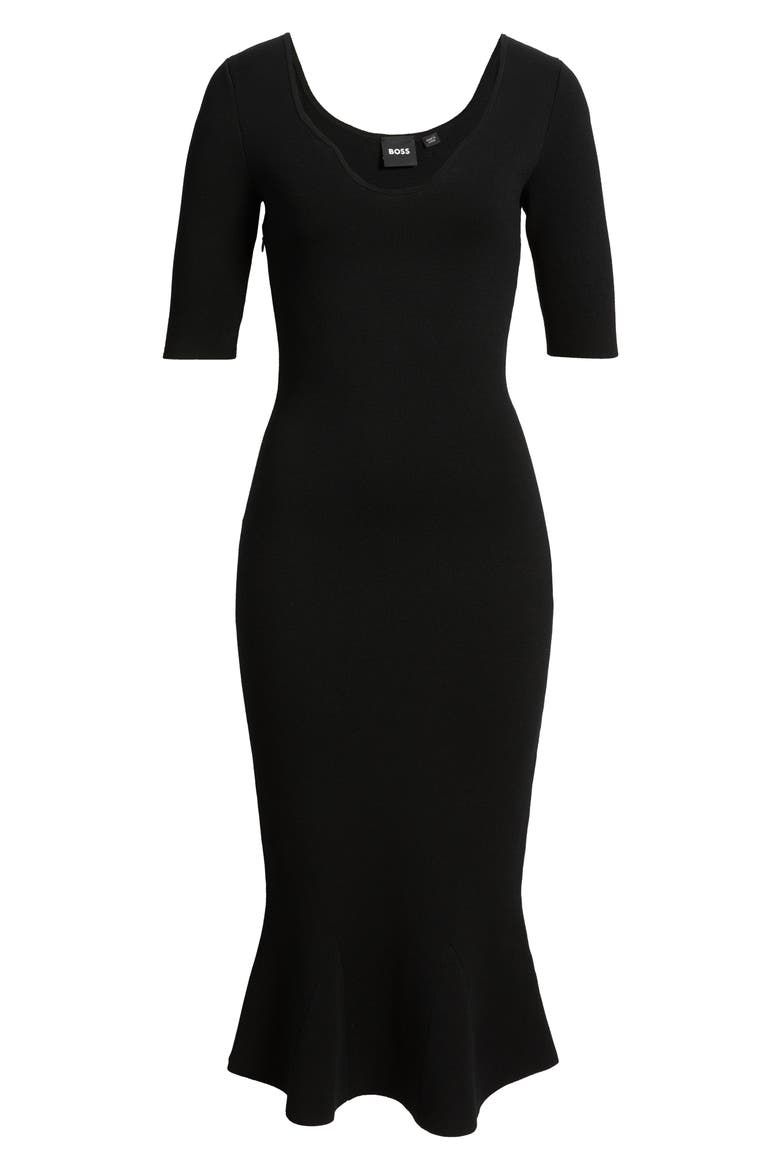 Fosa Tulip Hem Midi Dress, Alternate, color, BLACK