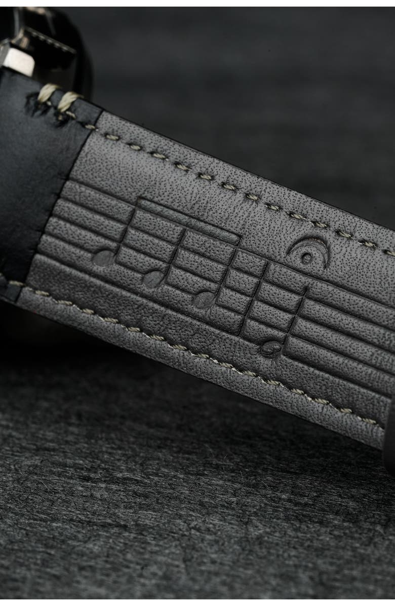 AVI-8 P-51 Mustang Patriot Automatic VE-Day 80th Anniversary Limited Edition Leather Strap Watch, 43mm, Alternate, color, Black