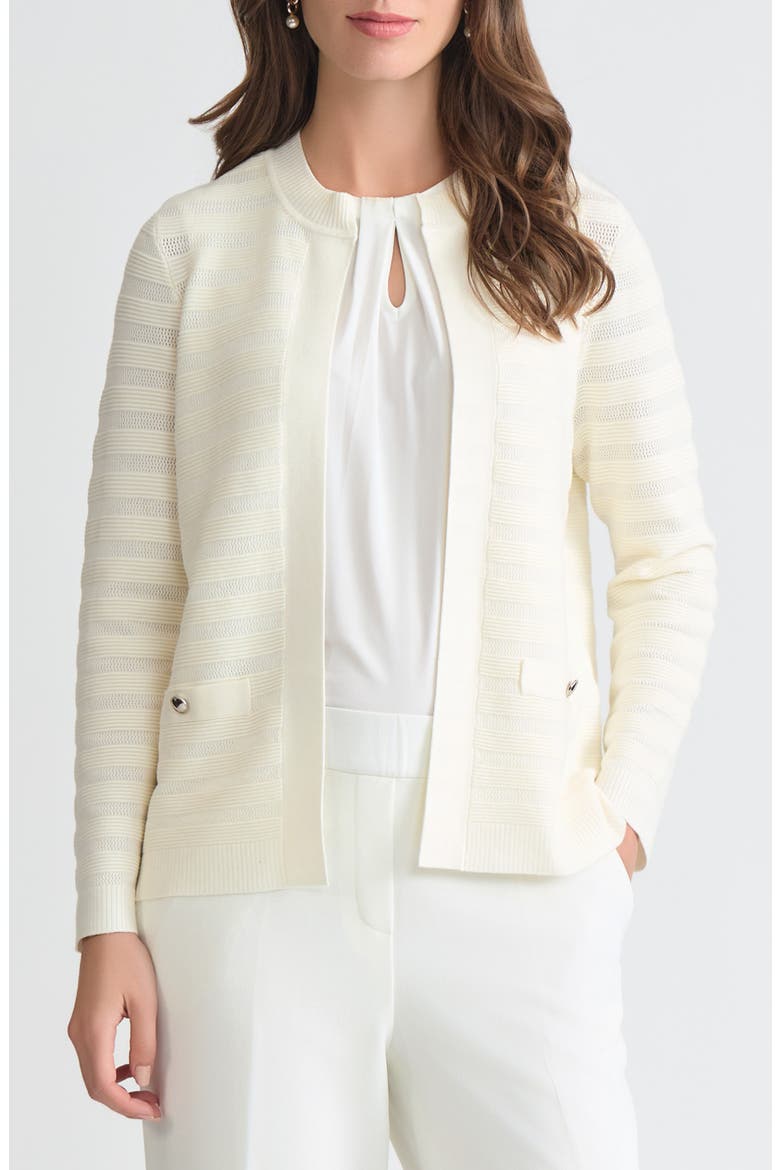 Kissing Front Ottoman Stitch Cardigan, Main, color, VANILLA ICE