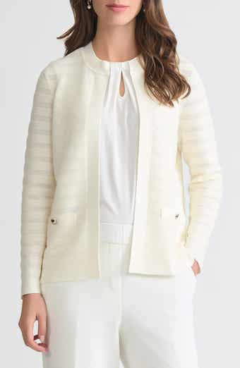 KASPER Kissing Front Ottoman Stitch Cardigan