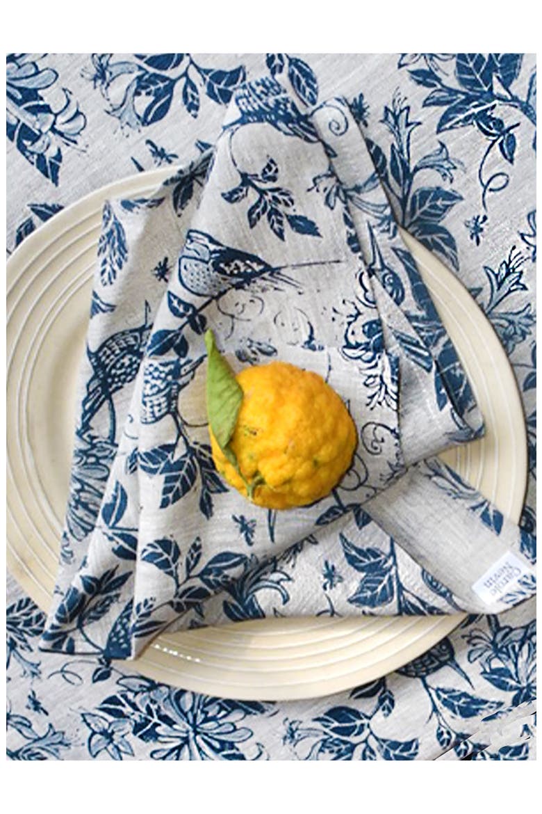 Honeysuckle Cotton Twill Dinner Napkins, Alternate, color, INDIGO