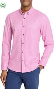 CONSTRUCT Slim Fit Micro Plaid Recycled 4-Way Stretch Performance Long Sleeve Shirt
