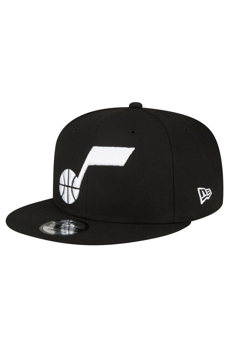 New Era Men's New Era Utah Jazz Black & White 9FIFTY Snapback Hat, Main, color, 