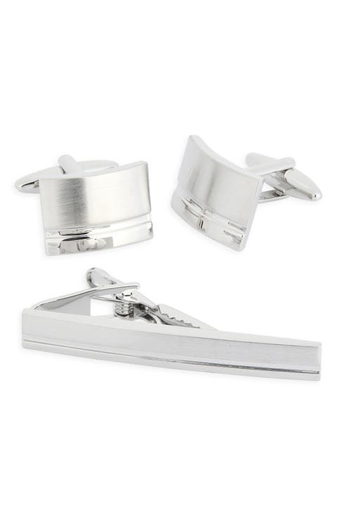Curve Cuff Links & Tie Bar Set