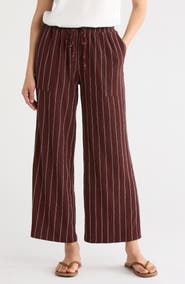 Caslon® Stripe Textured Crop Wide Leg Pants