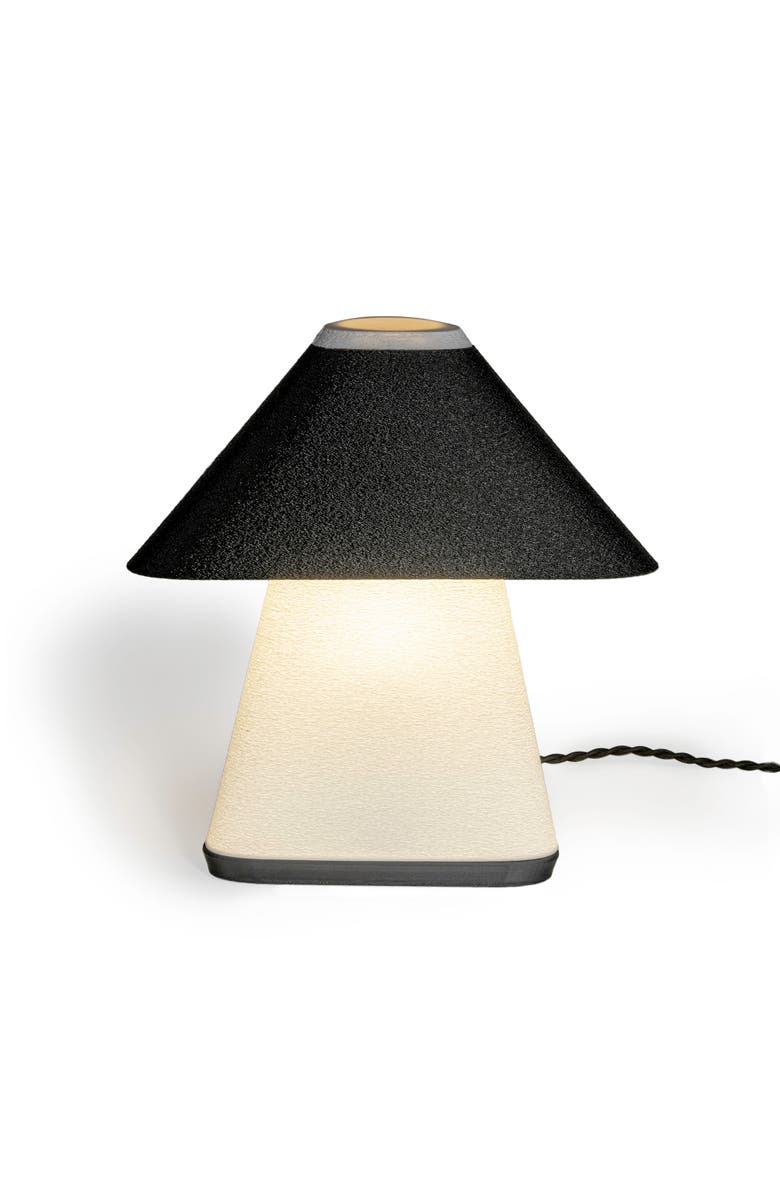 JONATHAN Y Enzo 11.63" Modern Contemporary Plant-Based PLA 3D Printed Dimmable LED Table Lamp, White/Black, Main, color, White/Black With White Shade