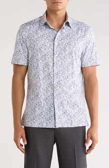 Bugatchi Milo Short Sleeve 8-Way Stretch OoohCotton® Button-Up Shirt