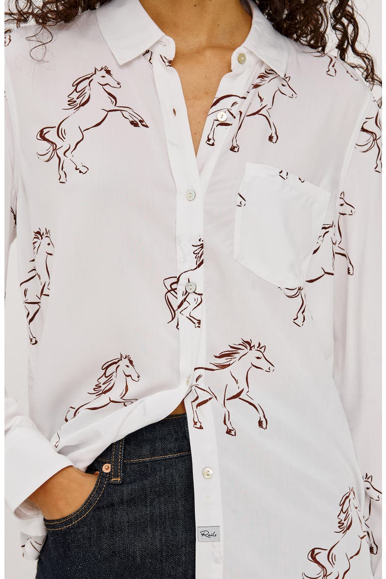 Kathryn Print Button-Up Shirt, Alternate, color, BROWN STALLION