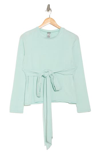 Go Couture Tie Front Long Sleeve Knit Top