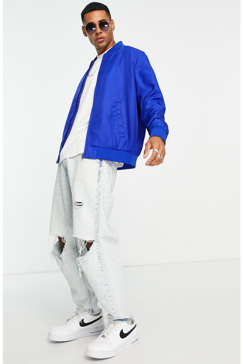 Classic Fit Bomber Jacket, Alternate, color, MID BLUE