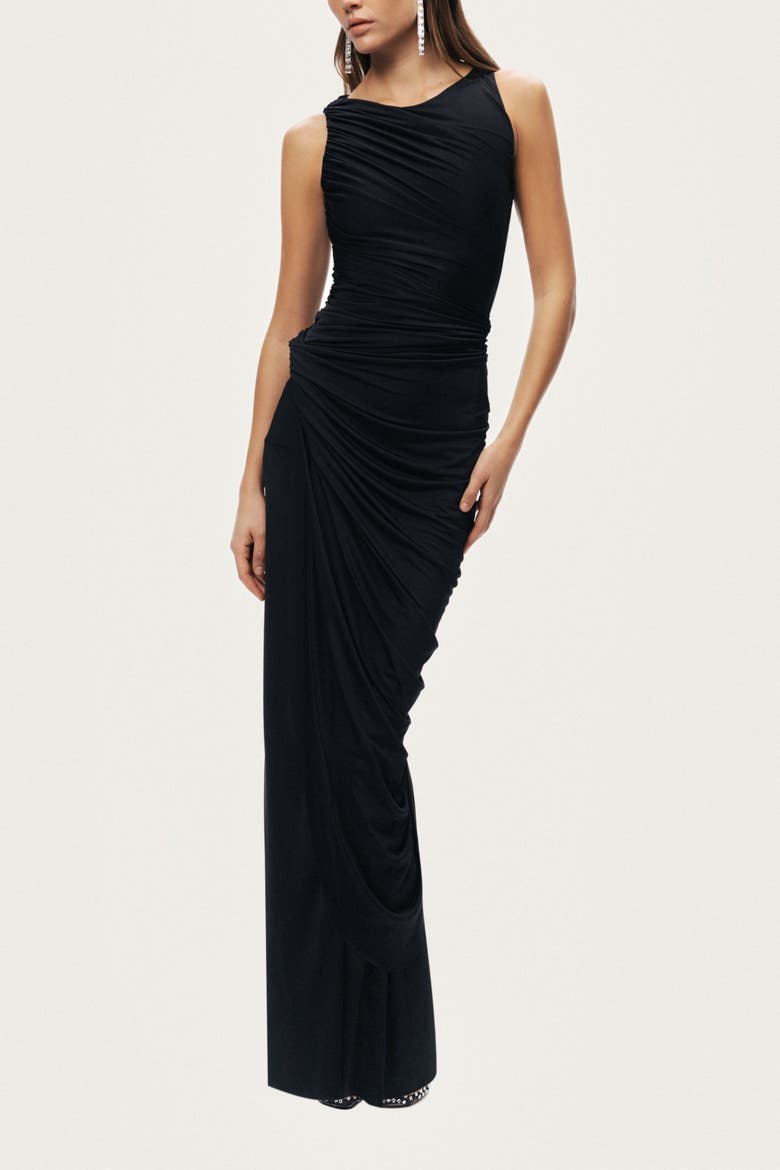 Draped Sleeveless Maxi Dress, Alternate, color, Black