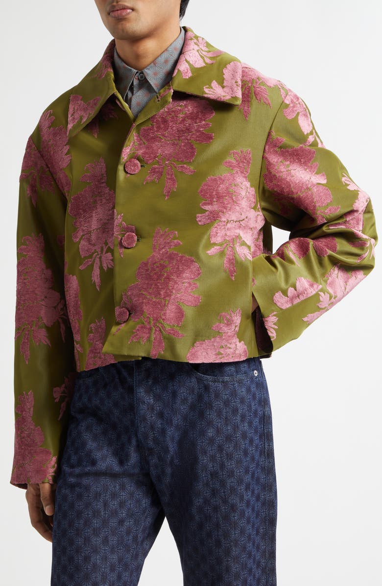 Dries Van Noten Vondel Floral Fil Coupé Satin Jacket, Alternate, color, Pink