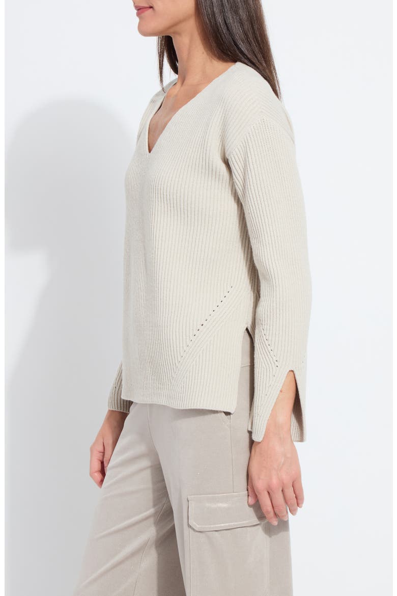 Ximena Cozy V-Neck Rib Sweater, Alternate, color, SOFT TAUPE