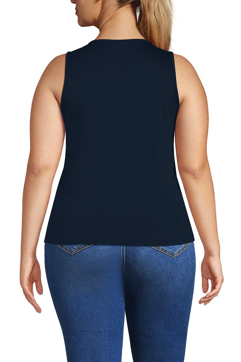 Plus Size Supima Keyhole Tank, Alternate, color, Radiant Navy